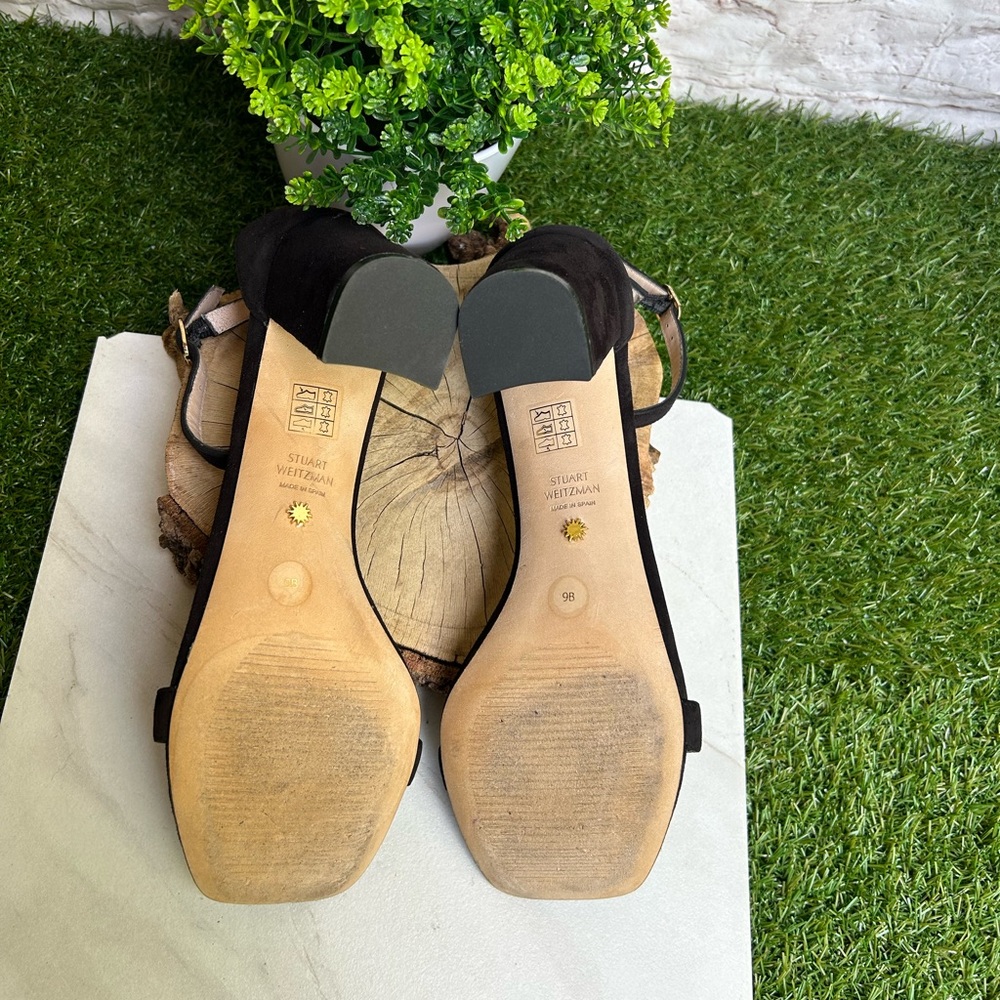 Stuart Weitzman Nearlynude Ankle strap suede leather sandals size 9B - Picture 16 of 16